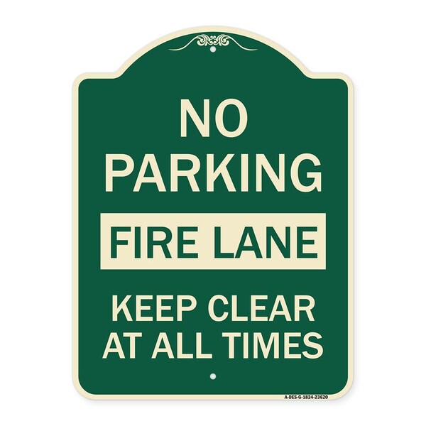 Signmission No Parking Fire Lane Keep Clear All Times Heavy-Gauge Aluminum Sign, 24" x 18", G-1824-23620 A-DES-G-1824-23620 - main